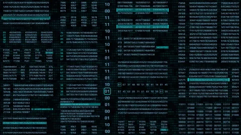 HUD Futuristic Digital Data Number Code Animation For Screensaver, Background. Stock Footage 107782920