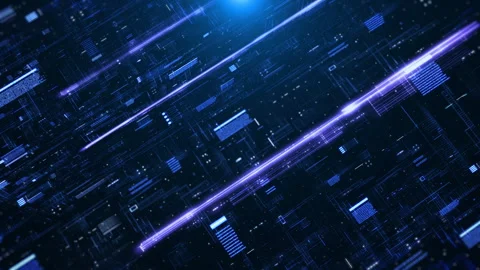 HUD futuristic digital data sampling simulation with middle copy space Stock Footage 313443895