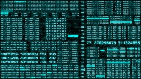 HUD Futuristic Digital Encoder Data Number Selection Code Animation Video stock 108480176