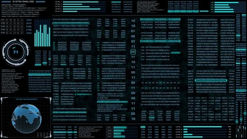 HUD Futuristic Digital Encoder Random Data Number Selection Code Animation Stock Footage 108437500