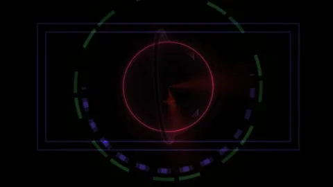 Hud Futuristic Digital Interface with Glowing Circle and Rotating Elements .. Stock Footage 343728110