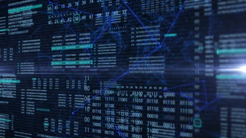 HUD Futuristic Digital Number Code With Data Connection Background Stock Footage 307049129