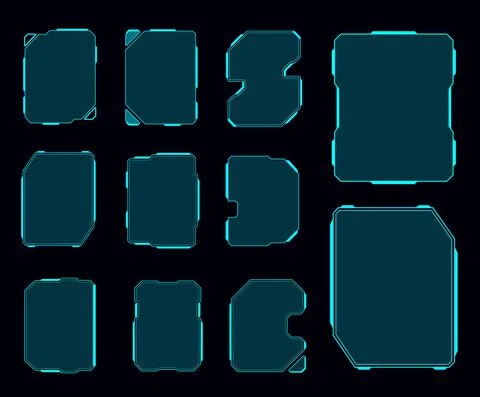 HUD futuristic display, screen frames, info boxes イラスト素材