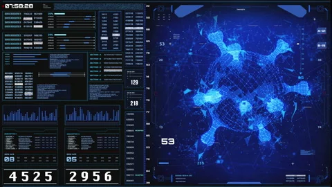 HUD Futuristic DNA Structure System Analysis System Display Video stock 168955294