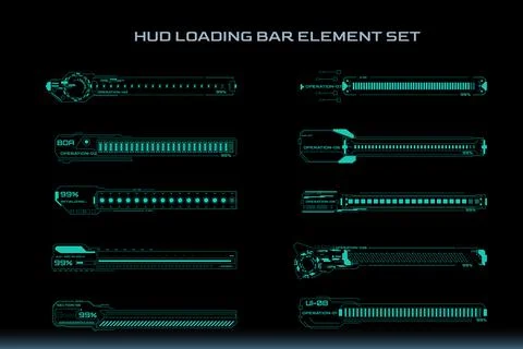 HUD Futuristic Element Loading Bars Set Vector Element 스톡 일러스트