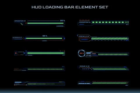 HUD Futuristic Element Loading Bars Set Vector Background 스톡 일러스트