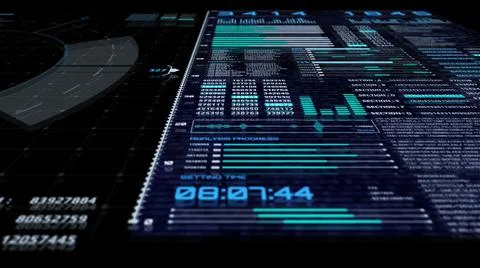 HUD Futuristic Element Statistics Data Reality Technology Screen Display. Illustrazione stock