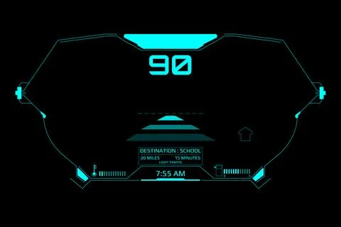 HUD Futuristic Elements Automatic Car Dashboard Vector Stock Illustration