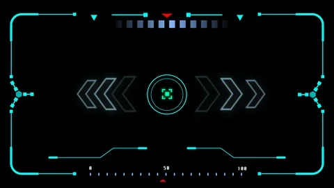 HUD Futuristic Elements User Control Interface Screen Stock Footage 86937519