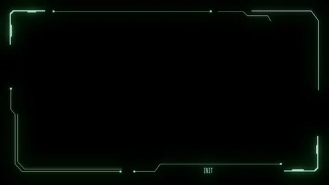 HUD Futuristic Green Frame Elements Poor Interference VHS Noise Signal Panel. Video stock 87504788