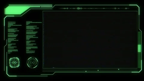HUD Futuristic Green Frame Elements Poor Interference VHS Noise Signal Panel. Stock Footage 87505290