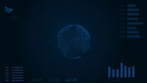 HUD. Futuristic Interface with animated digital earth and diagrams Stock Footage 76034850