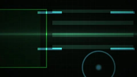 Hud Futuristic Interface with Glitch Effects and Data Visualization Stock Footage 344721778