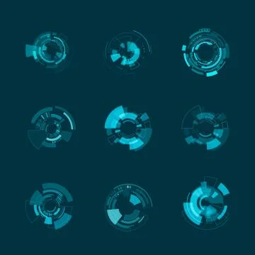 HUD futuristic interface template. HUD panels and hologram shapes 스톡 일러스트