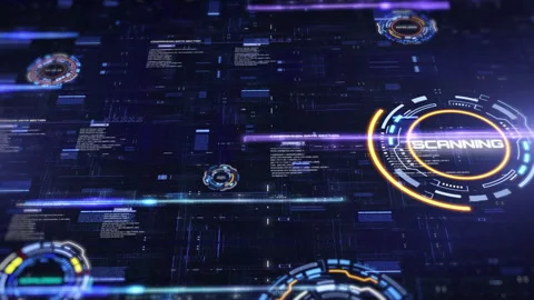 HUD futuristic interface UI crosshair element data simulation Stock Footage 313442653