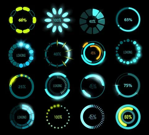 HUD futuristic loading bars, game UI interface Stock-Illustration