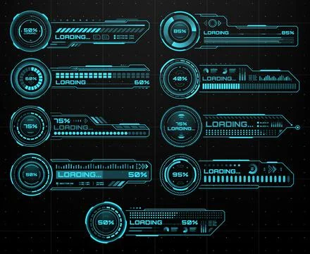 HUD futuristic loading bars, Sci Fi user interface Stock Illustration