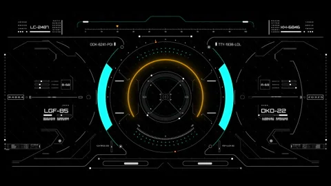 HUD futuristic screen camera recording interface data  monitoring UI frame Stock Footage 294932080