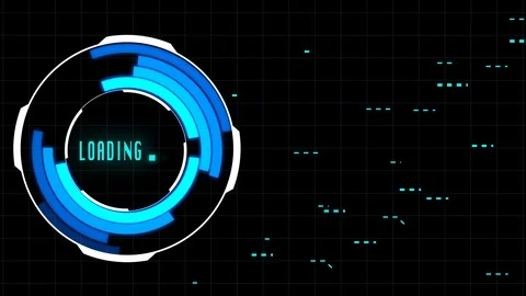 HUD Futuristic Spin Circle Elements Big Data Green Dash Line Loading Concept. Stock Footage 86963134