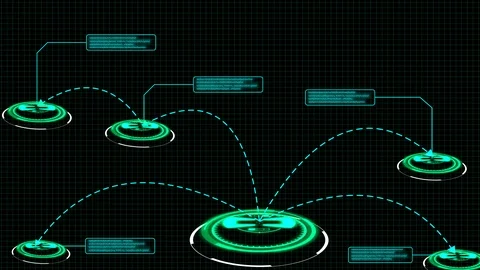 HUD Futuristic Spin Circles Shape Element Arrow Destination Target Point Stock Footage 86943491