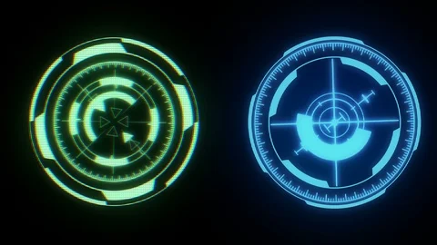 HUD Futuristic Spin Circles Shape Element Target Interface Concept. Stock Footage 87023720