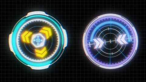 HUD Futuristic Spin Circles Shape Element Hi Technology UI Interactive Design. Video stock 87024019
