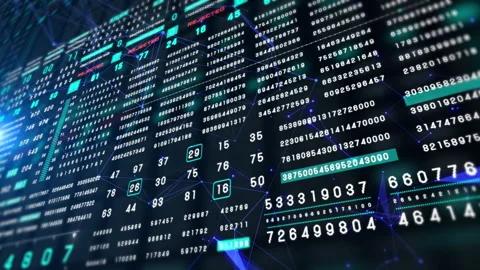 HUD Futuristic Technology Digital Data Number Sampling Code Screen Simulation. Stock Footage 347583977