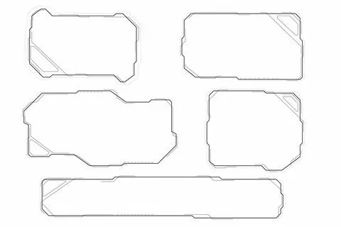 HUD Futuristic Technology Frame Screen Interface Elements Set Vector Illustrazione stock