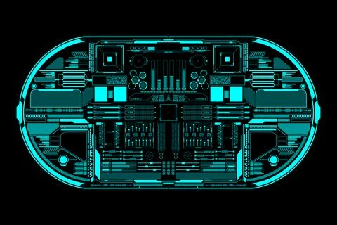 HUD Futuristic Technology Interface Elements Panel Vector 库存插图