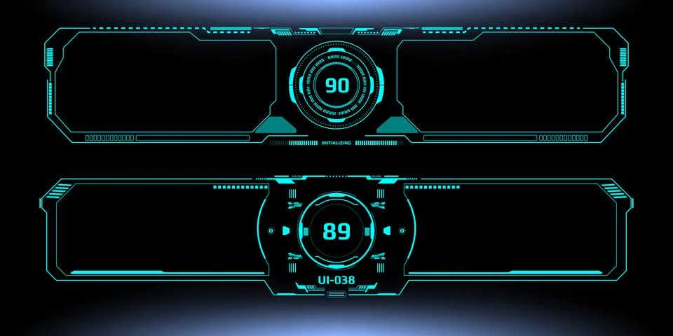 HUD Futuristic Technology Interface Screen Elements Panel Vector. 스톡 일러스트