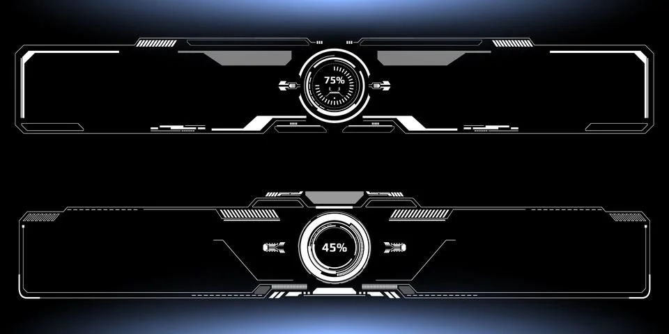 HUD Futuristic Technology Interface Screen White Elements Panel Vector Illustrazione stock