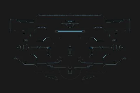HUD Futuristic Technology Interface Screen Elements Panel Set Vector Stock Illustration