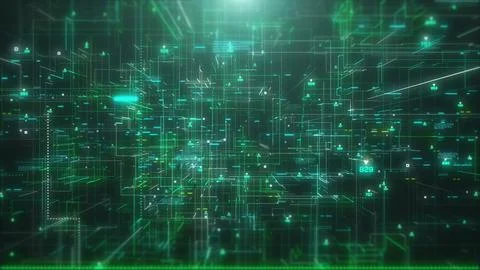 HUD futuristic UI transferring data simulation template concept 4K illustration Stock Illustration