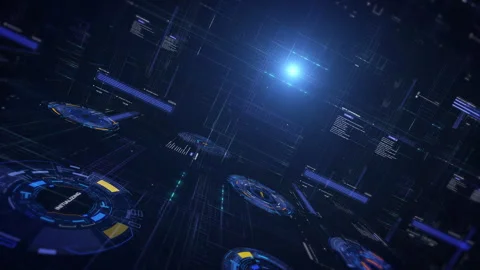 HUD Futuristic user interface infographic with digital hologram information 4K Stock Footage 276971716