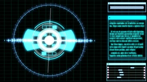 HUD Futuristic User Interface Scifi Spin Circle Crosshairs Display Stock Footage 84159406