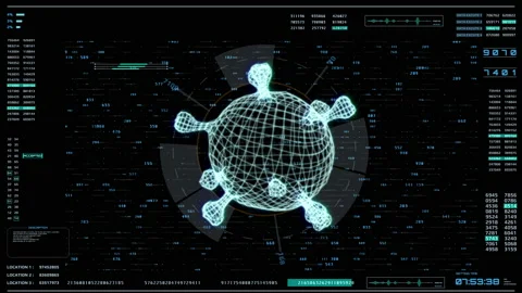HUD futuristic user interface virus bacterium cells infection concept Stock Footage 134443765