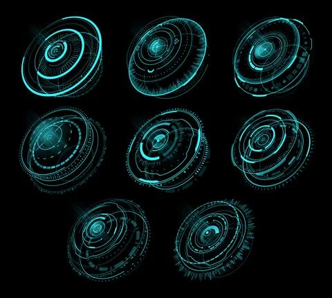 HUD futuristic web interface circular panels Stock Illustration