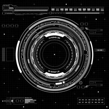 HUD Futuristic White Circle Structor Scifi Element Vector Template Stock Illustration