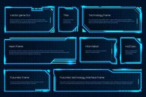 HUD game element. Futuristic tech screen template with text messages, warning Stock Illustration