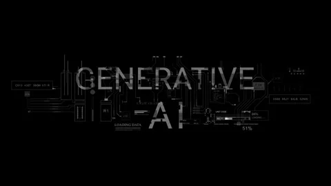 HUD Generative AI Data Information digital programming code  text. Stock Footage 290940892