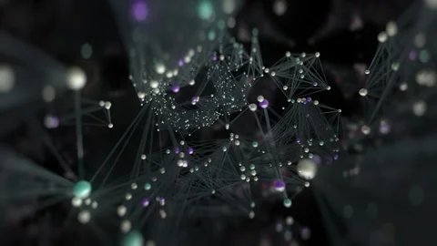 Hud, glow moving particles in space. 4K animation, futuristic background, 3D  Stock Footage 127168925
