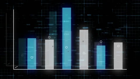 HUD graph with rising up arrow above bars Stock Footage 107085207