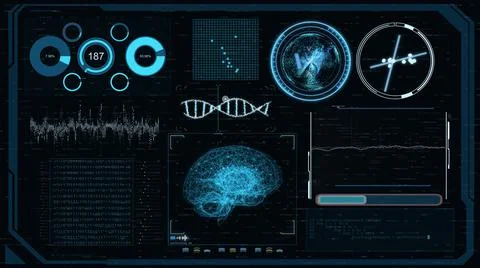 HUD. graphic interface brain. Illustrazione stock