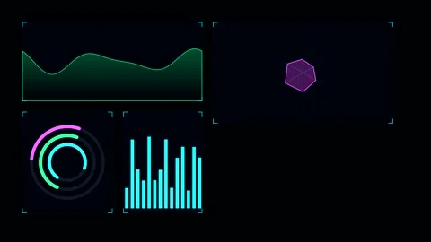 HUD graphic interface with data charts and graphs Stock Footage 346470286