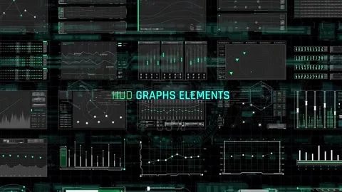 HUD Graphs Elements - Futuristic Data Charts and Analytics Interfaces Стоковые After Effects