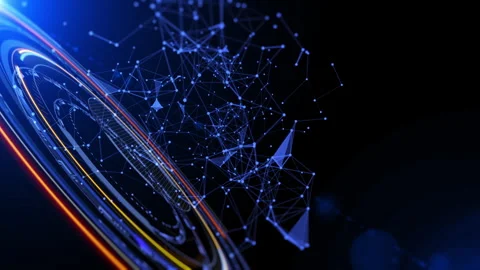 HUD GUI hologram circle rotating with data flowing connection technology system Stock Footage 302283045