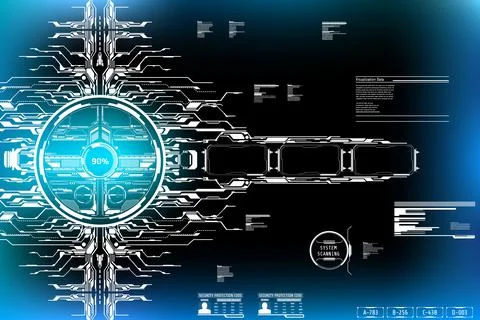 HUD Hi Tech Futuristic Elements Progress Monitor User Screen Interface Vector Stock Illustration