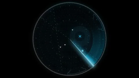 Hud Hui High Tech Blue Sonar Radar In Action Animated Element in 4K Stock Footage 280362139