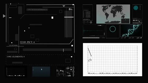HUD infographic elements with virus and DNA structure. Futuristic user interface Stock Footage 132582451