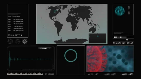 HUD infographic elements with virus and DNA structure. Futuristic user interface Stock Footage 132987803